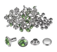QUARKZMAN 100pz Rivetti in Cristallo da 8mm, Rivetti Strass Rapid Stud per Abbigliamento, Lavorazione Pelle, Arti Tessili, Decorazione Artigianato in Pelle Fai da Te, Verde Chiaro