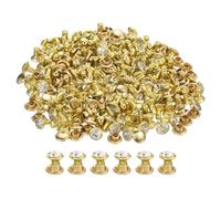 QUARKZMAN 100pz Rivetti in Strass Dorati,Rivetti Pelle Borchie Cristallo Piedini Metallo con Doppio Tappo Strass Perno Artigianali per Borse Vestiti Scarpe Cinture Fai Da Te 6mm/0,24"
