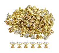 QUARKZMAN 100pz Rivetti in Strass Dorati,Rivetti Pelle Borchie Cristallo Piedini Metallo con Doppio Tappo Strass Perno Artigianali per Borse Vestiti Scarpe Cinture Fai Da Te 9mm/0,35"