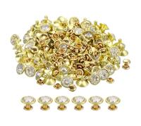 QUARKZMAN 100pz Rivetti in Strass Dorati,Rivetti Pelle Borchie Cristallo Piedini Metallo con Doppio Tappo Strass Perno Artigianali per Borse Vestiti Scarpe Cinture Fai Da Te 10mm/0,39"