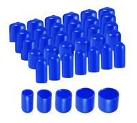 QUARKZMAN 100pz Tappi Terminali in Gomma Rotondi 6mm 9mm 12mm 19mm 22mm Coperture in Vinile Blu per Protezione Filettature di Viti Assortimento Kit