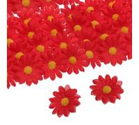 QUARKZMAN 100pz Teste di Fiori Margherite Artificiali, 4 cm Teste di Margherite Finte in Seta Fiori Artificiali All'Ingrosso per Fai da Te, CentrotavolaFeste Decorazioni, Rosso