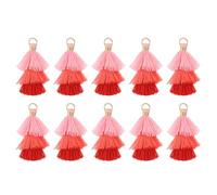 QUARKZMAN 10Pc Mini Nappe A Tre Strati 1.6" Charm Per Borsa Mini Nappe Chiavi Bohemienne Chiavi Fatte A Mano Per Progetti (Rosa/Rosso/Rosso Scuro)