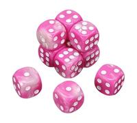QUARKZMAN 10Pcs Dadi Standard Colorati A 6 Facce, 16mm D6 Acrilici Mini Set Dadi Policentrici Perline Perle Motivo Bicolore Per Giochi Da Tavolo, Rosso Rosa/Bianco, Puntini Bianchi