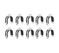 QUARKZMAN 10Pcs Fascetta Portatubo Con Cuscinetto Gomma 3" Universale In Acciaio Al Carbonio Con Bullone E Dado Per Tubi Rame PEX PC Colore Argento E Nero