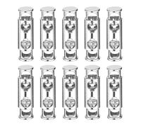 QUARKZMAN 10Pcs Fermacorde A Doppio Foro, 6mm Clip Fermapasso A Molla metallo Per Lacci Paracord Cordini, Argento, 10mm Diam