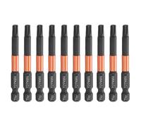 QUARKZMAN 10Pcs T27 Testa Torx Cacciavite A Bite 6,5 Cm (65 Mm) Lungo 1/4" Alesaggio Esagonale Magnetico Senza Foro Anti-Manomissione 6 Punte A Stella Utensili Industriali In Acciaio