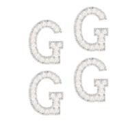 QUARKZMAN 10Pezzi Lettere di Ferro da Cucire, Lettera G Applique Alfabeto Perle E Strass per Abbigliamento Cappello Borsa Fai da Te, Bianco
