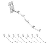 QUARKZMAN 10pz 7,48" Appendiabiti Ondulato Parete 5 Perle, Gancio per Abiti in Metallo Espositore Ganci Parete Organizzatore per Case Negozi Abbigliamento Boutique Supermercati (Argento)