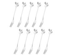 QUARKZMAN 10pz Acciaio Inossidabile Foglia Antipasto Forchetta 4,8 Pollici Servizio Dolci Forchetta Cocktail Scegli Mini Torta Frutta Forchetta per Home Festa, Argento