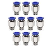 QUARKZMAN 10Pz Connettore Rapido Dritto Maschio a Filettatura 8mm Tube OD x 1/8" NPT Filettatura Maschio Raccordo Rapido Raccordi Aria Compressa per lista Aria Industriale PC8-N01, Blu