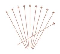 QUARKZMAN 10pz Inox Acciaio Cocktail Stuzzicadenti 7,9" Metallo Cocktail Scegli Frutta Bastoncini Riutilizzabili Lunghi Martini Scelti Cocktail Spiedini per Festa Bevande Rosa Oro Palla
