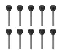 QUARKZMAN 10pz Pomelli a Serraggio Zigrinati Viti a Mano M5 x 35mm Filettatura Metrica Maschio Testa in Plastica Opaca da 13mm in Acciaio Inossidabile 304 Manopola Filettata a Mano, Nero