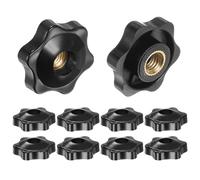 QUARKZMAN 10pz Pomelli a Stella con Filettatura Femmina M8, Testa da 32mm, Plastica con Foro Passante, Vite in Ottone, Manopole a Compressione Filettate, Nero