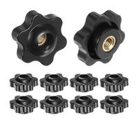 QUARKZMAN 10pz Pomelli a Stella M5 con Filettatura Femmina, Testa da 25mm, Plastica con Foro Passante, Vite in Ottone, Manopole a Compressione Filettate, Nero