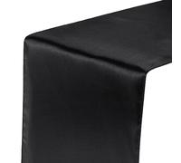 QUARKZMAN 10pz Runner Tavolo Raso, 12x 108 Pollici Liscio Seta Tessuto Runner Tavolo per Matrimonio, Compleanno, Banchetto, Festa, Decorazione, Nero