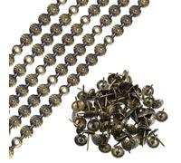 QUARKZMAN 10pz Tappezzeria Chiodi Strisce, 1Metro Fiore Decorativo Chiodo Rifiniture per Divano Testata Sedia Mobili con Tappezzeria Chiodi (11mm Bronzo)