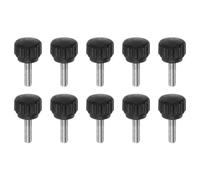 QUARKZMAN 10pz Vite a Testa Zigrinata Pomelli a Mano M4 x 12mm Filettatura Maschio Metrica Testa in Plastica Opaca da 13mm in Acciaio Inossidabile 304 Manopola Serraggio Bloccaggio, Nero