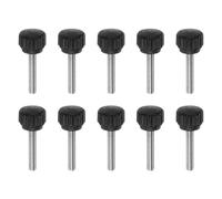 QUARKZMAN 10pz Vite a Testa Zigrinata Pomelli a Mano M4 x 20mm Filettatura Maschio Metrica Testa in Plastica Opaca da 13mm in Acciaio Inossidabile 304 Manopola Serraggio Bloccaggio, Nero