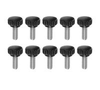 QUARKZMAN 10pz Vite a Testa Zigrinata Pomelli a Mano M8 x 20mm Filettatura Maschio Metrica Testa in Plastica Opaca da 22mm in Acciaio Inossidabile 304 Manopola Serraggio Bloccaggio, Nero