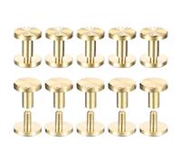 QUARKZMAN 10pz Viti Chicago in Ottone, 4x7x10mm Fissaggio per Rivetti Borchie per Chiodi Vite a Testa Piatta Struttura Floreale Cinturino da Cintura Artigianale in Pelle Fai-Da-Te