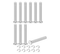 QUARKZMAN 10Set M5x40mm Perno Posizionamento Cilindrico Elastico Albero Acciaio Inossidabile 304, Perno Posizione Cilindro Cerniera Scanalato Testa Piatta con Ring Fissaggio Clip E, Argento