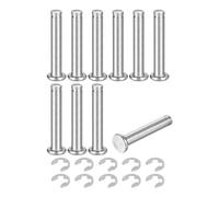 QUARKZMAN 10Set M6x35mm Perno Posizionamento Cilindrico Elastico Albero Acciaio Inossidabile 304, Perno Posizione Cilindro Cerniera Scanalato Testa Piatta con Ring Fissaggio Clip E, Argento