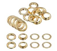 QUARKZMAN 10Set Occhielli per Teloni 20mm 4/5" Occhiello Strumento Metallici in Ottone con Rondelle per Tende in Tessuti Cinture in Pelle Scarpe Borse Fai Da Te, Oro
