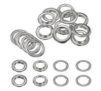 QUARKZMAN 10Set Occhielli per Teloni 30mm 1-1/6" Occhiello Strumento Metallici in Ottone con Rondelle per Tende in Tessuti Cinture in Pelle Scarpe Borse Fai Da Te, Argento