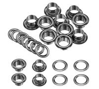 QUARKZMAN 10Set Occhielli per Teloni 6mm 1/4" Occhiello Strumento Metallici in Ottone con Rondelle per Tende in Tessuti Cinture in Pelle Scarpe Borse Fai Da Te, Nero