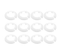 QUARKZMAN 12 Pcs Flange Water Pipe Cover, 70mmx 42mmx 12mm Plastic Round Escutcheon Pipe Collar Clip-on Pipe Cover Radiator Wall Split Flange for 40mm/1.57" Out Diameter Pipe Tube, White