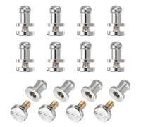 QUARKZMAN 12 Pezzi Bottone Rotondo Con Testa A Sfera Bullone 4mm Ottone Chicago Screws Bottone Rivetti Per Cuoio Fai Da Te Cintura Portafoglio Borsa Riparazioni Decorarezione Argento