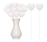 QUARKZMAN 12 Pezzi di Cuori Glitterati in Schiuma Puffy Bastoncini Scintillanti a Forma di Cuore per Decorazioni di San Valentino Matrimonio Casa Vaso Forniture (Bianco, 4cm x 22cm)