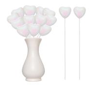 QUARKZMAN 12 Pezzi di Cuori Glitterati in Schiuma Puffy Bastoncini Scintillanti a Forma di Cuore per Decorazioni di San Valentino Matrimonio Casa Vaso Forniture (Bianco, 3cm x 21cm)