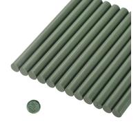 QUARKZMAN 12 pezzi di stick di cera per sigillare il cilindro verde oliva, pistola per colla adesiva per timbro di lettere, inviti di nozze, decorazione di imballaggio