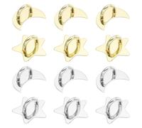 QUARKZMAN 12 Pezzi Gancio A Dito Per Telefono, 25/17mm Adesivo Stella/Metallo Per Cover Tablet Accessori Appendibili Fai Da Te Supporto Decorativo, Oro, Argento