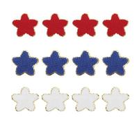 QUARKZMAN 12 Pezzi Patch Ricamati a Stella con Bordo Dorato Patriottico Patch in Chenille Applicazioni a Stella per Abbigliamento Borse Decorazioni Laptop, Rosso Blu Bianco