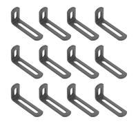 QUARKZMAN 12 Pezzi Staffe Angolari 2,6" x 1,2" x 0,7" Grigio Scuro | Regolabili, Scanalati, 90 Gradi, in Acciaio, Supporto a L, per Scaffali e Costruzione Mobili in Legno
