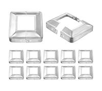 QUARKZMAN 12Pcs Copribase Per Palo 3.75"x3.75" Copripalo Ringhiere Argento | A Split In Metallo, Dimensione Interna 1.75"x1.75", Rivestimento, Per Colonne, Scale Ringhiere