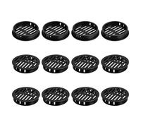 QUARKZMAN 12Pezzi 50mm/1.97" Griglie di Aerazione Circolari per Soffitto, Copertura di Ventola per Soffitto in Plastica, Griglia Rotonda con Fori a Maglie per Bagno Cucina Armadio, Nero