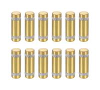 QUARKZMAN 12pz Distanziali per Targhe 12x30mm Vite di Supporto a Doppia Testa in Acciaio Inossidabile Viti Distanziatrici Parete per Cartello Vetro Acrilico Porta Pubblicitario, Oro