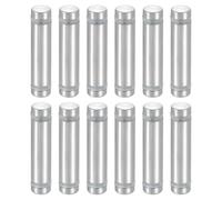 QUARKZMAN 12pz Distanziali per Targhe 12x50mm Vite di Supporto a Doppia Testa in Acciaio Inossidabile Viti Distanziatrici Parete per Cartello Vetro Acrilico Porta Pubblicitario, Argento