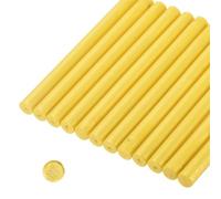 QUARKZMAN 12Pz Giallo Brillante Cilindro Ceralacca Bastone Colla Pistola Ceralacca Asta Artigianato Adesivo Ceralacca per Lettera Sigillo Timbro Cera, Inviti Nozze, Decorazione Imballaggio