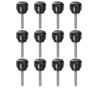 QUARKZMAN 12pz Manopole di Serraggio Zigrinate M3 x 20mm Metrico 304 Acciaio Inossidabile Filettatura Maschio Vite a Testa Zigrinata 14mm Testa Rotonda Plastica Filettata Bullone a Mano Nero