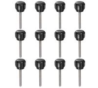 QUARKZMAN 12pz Manopole di Serraggio Zigrinate M3 x 25mm Metrico 304 Acciaio Inossidabile Filettatura Maschio Vite a Testa Zigrinata 14mm Testa Rotonda Plastica Filettata Bullone a Mano Nero