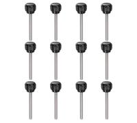 QUARKZMAN 12pz Manopole di Serraggio Zigrinate M4 x 40mm Metrico 304 Acciaio Inossidabile Filettatura Maschio Vite a Testa Zigrinata 14mm Testa Rotonda Plastica Filettata Bullone a Mano Nero
