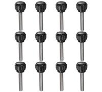 QUARKZMAN 12pz Manopole di Serraggio Zigrinate M5 x 25mm Metrico 304 Acciaio Inossidabile Filettatura Maschio Vite a Testa Zigrinata 14mm Testa Rotonda Plastica Filettata Bullone a Mano Nero