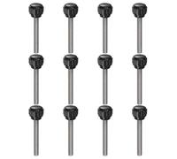 QUARKZMAN 12pz Manopole di Serraggio Zigrinate M5 x 40mm Metrico 304 Acciaio Inossidabile Filettatura Maschio Vite a Testa Zigrinata 14mm Testa Rotonda Plastica Filettata Bullone a Mano Nero