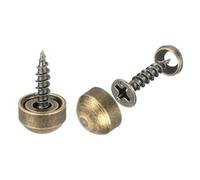 QUARKZMAN 12pz Ottone Decorative Viti con Cappucci 9mm Specchio Viti Coperchio Autofilettanti Viti per Mobili Fissaggio Bronzo