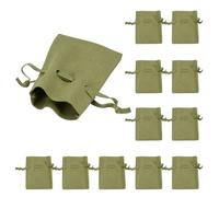 QUARKZMAN 12pz Sacchetto per Gioielli in Microfibra 3,5 × 2,7 Pollici, Mini Bustine per Gioielli con Coulisse per Sacchetto Regalo Gioielli Piccoli Collana Orecchini Bracciale, Verde